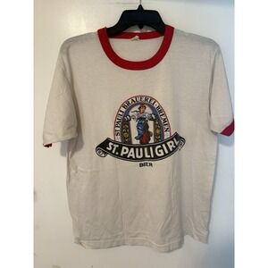 Vintage St Pauli Beer Ringer T-shirt Size L